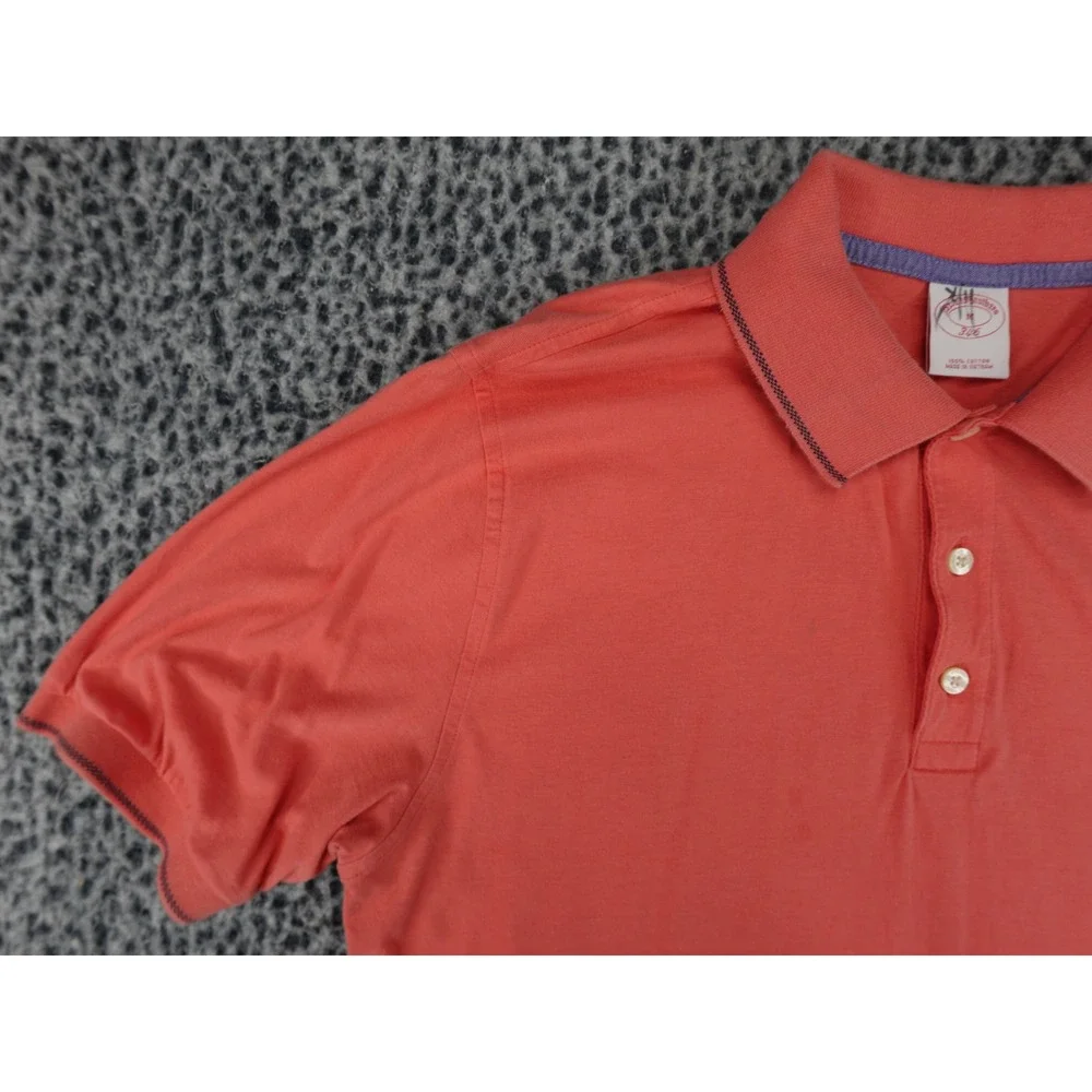 Brooks‎ Brothers 346 Polo Shirt Mens Medium Coral Pink Cotton Short Sleeve Logo